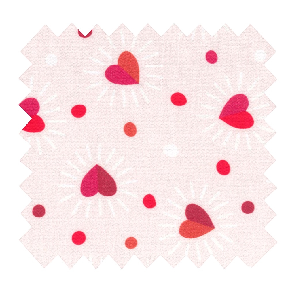 Coupon Tissu 1 M Ex2306 Coeurs Scintillants Rouges