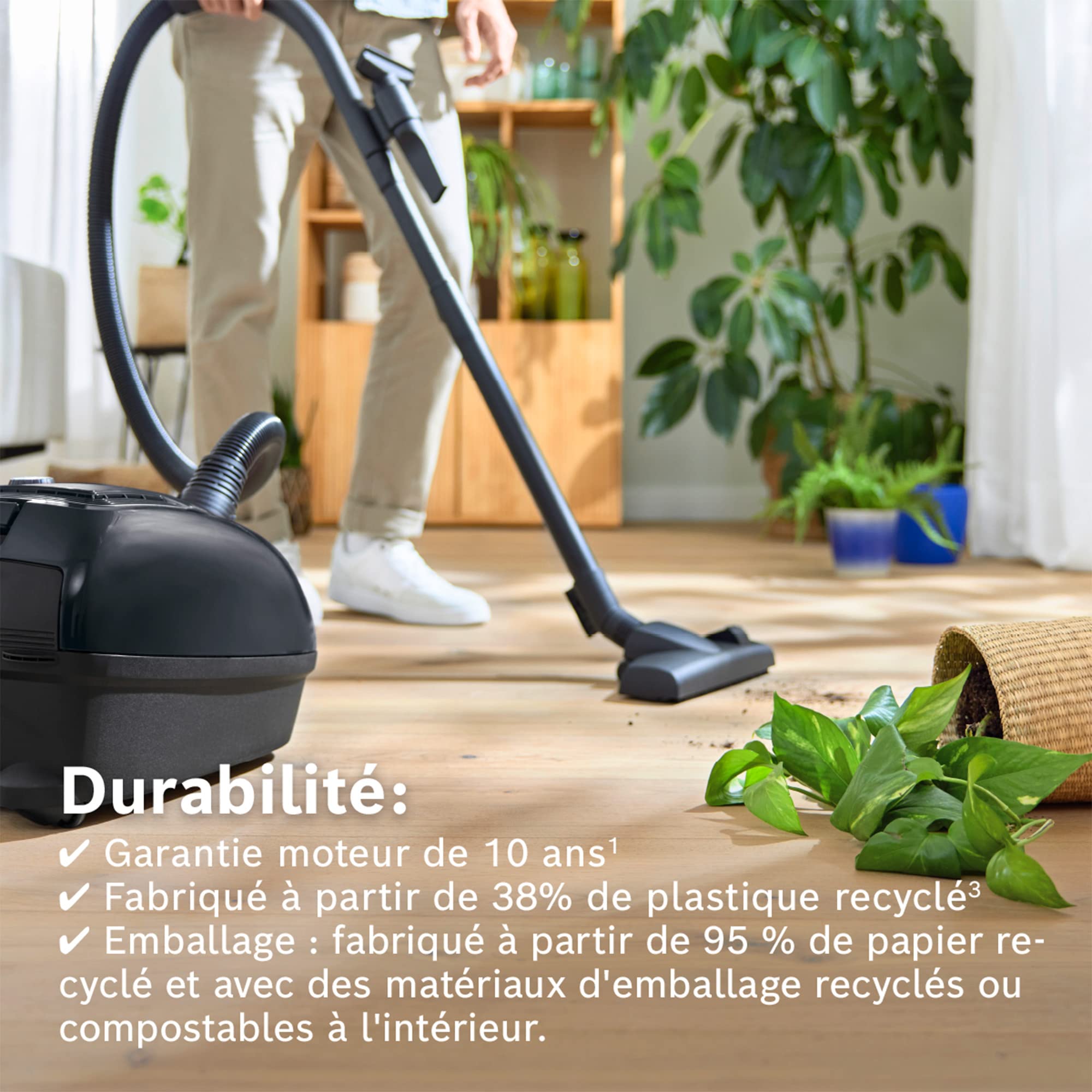 Bosch Electroménager Série 4, BGL38BA2H, aspirateur traîneau avec Sac, Compact et léger, Sac à poussière XL 4L, Filtre hygiénique PureAir Lavable, Ray