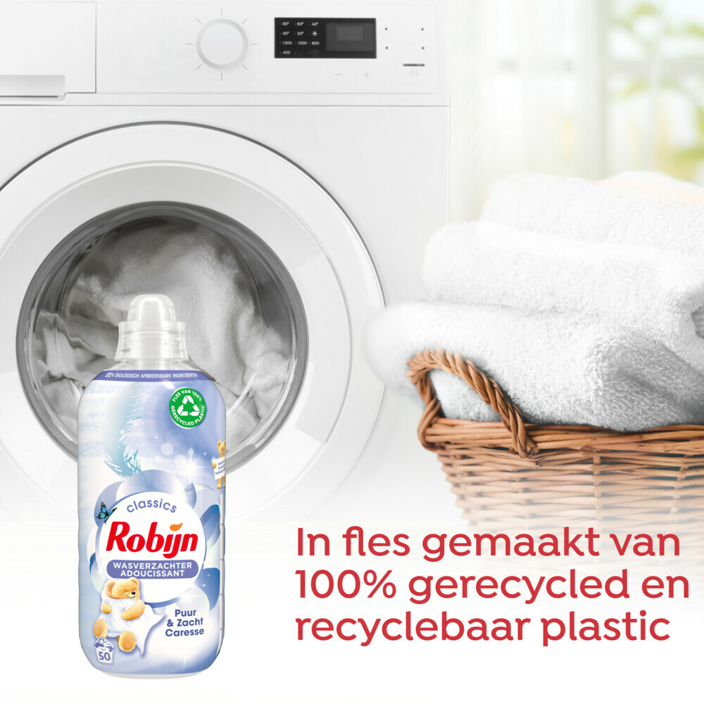 8x Robijn Wasverzachter Puur & Zacht 50 Wasbeurten1250 ml