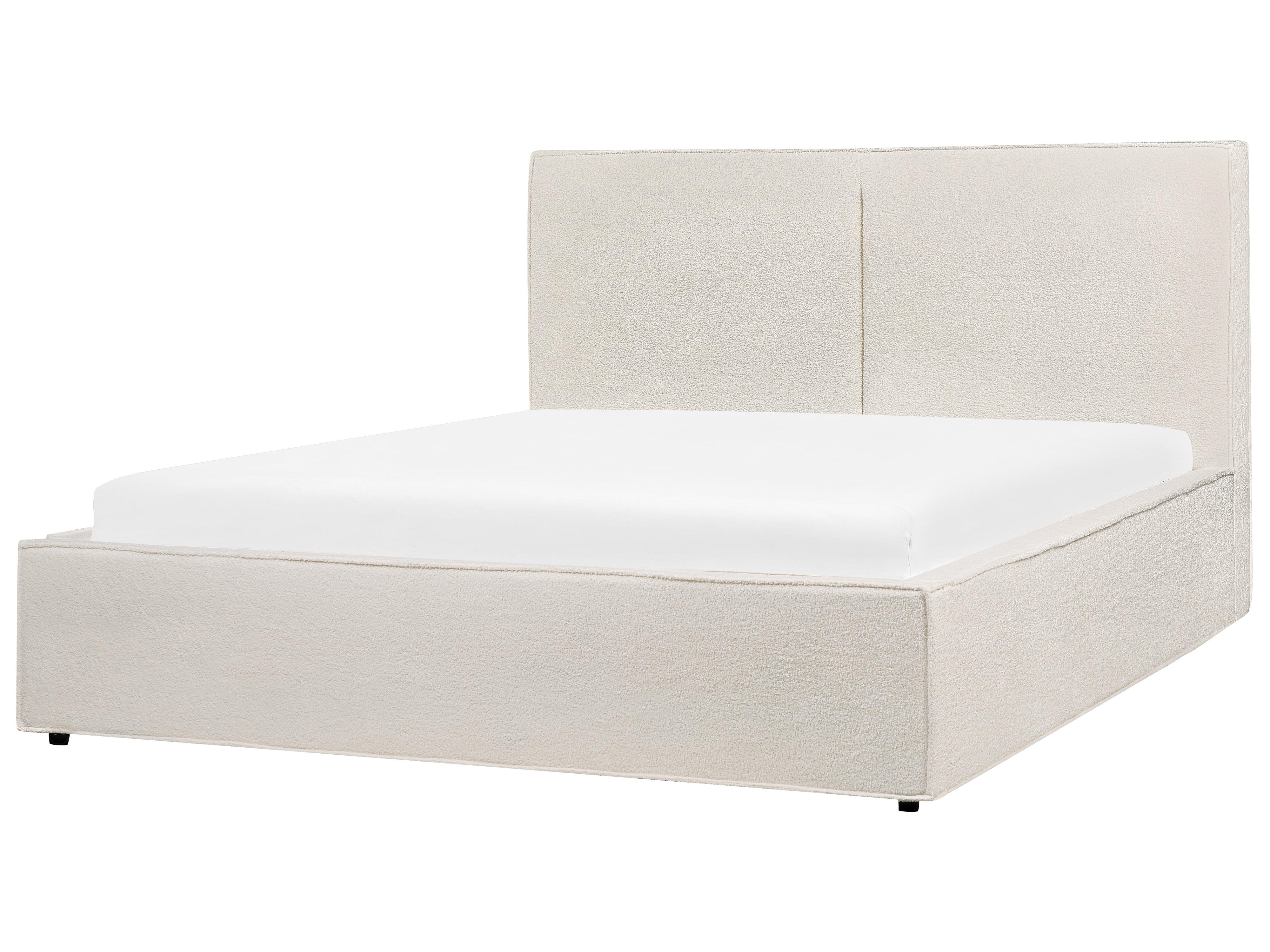 Bed met opbergruimte Bouclé MOISSAC 160 x 200 cm Gebroken wit
