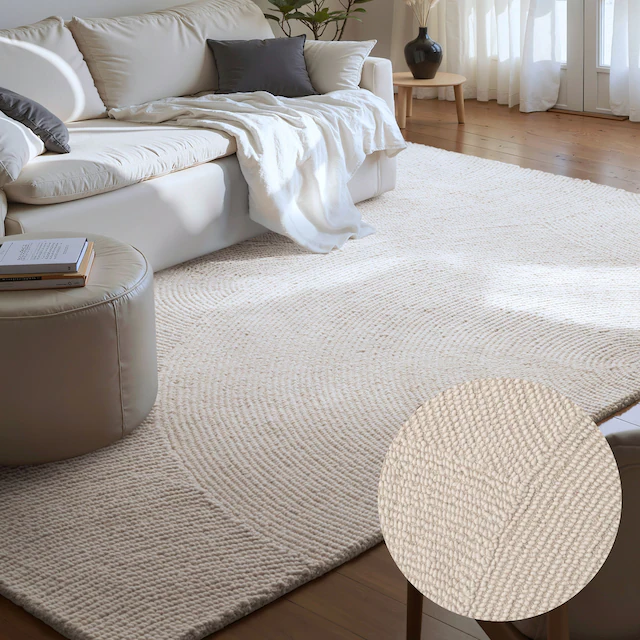 HANSE Home Wollteppich »Eleni« rechteckig 18 mm Höhe Handgetuftet, Wolle, Natur, Wohnzimmer, Schlafzimmer, Skandi, Hygge