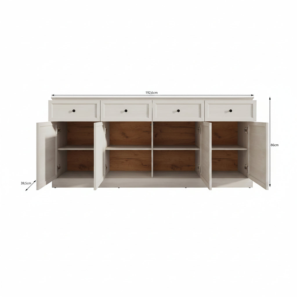 Leroy - Dressoir - Wit - 193x40x86 cm
