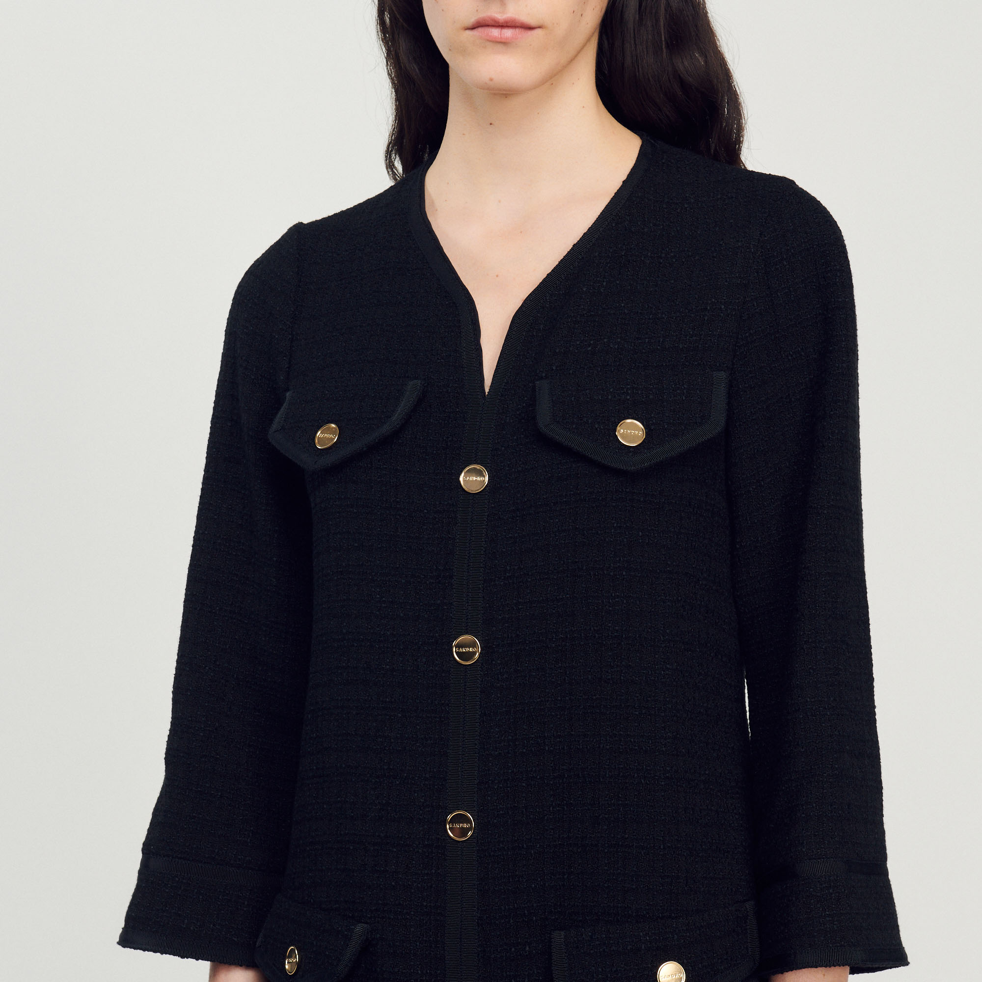 Robe courte en tweed á manches longues