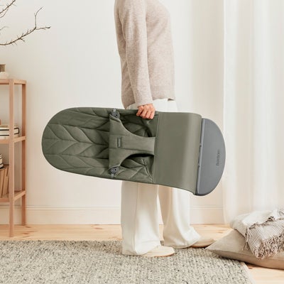 BabyBjörn Bliss Vippestol Vevet Bladmønstret Quilt, Mørkegrønn