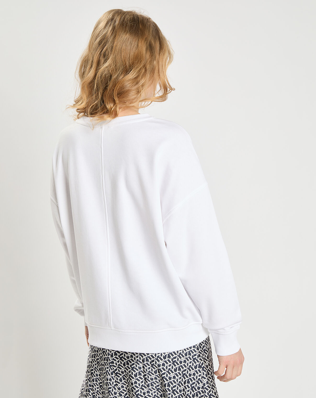 Tommy Hilfiger Sweat 100% Coton Bio Oversized Tonal blanc