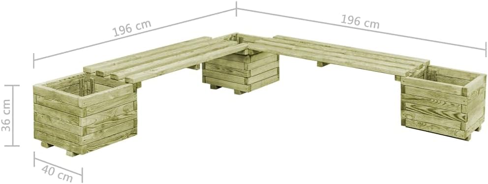vidaXL Kiefer Imprägniert Gartenbank mit Blumenkästen Holzbank Blumenkasten