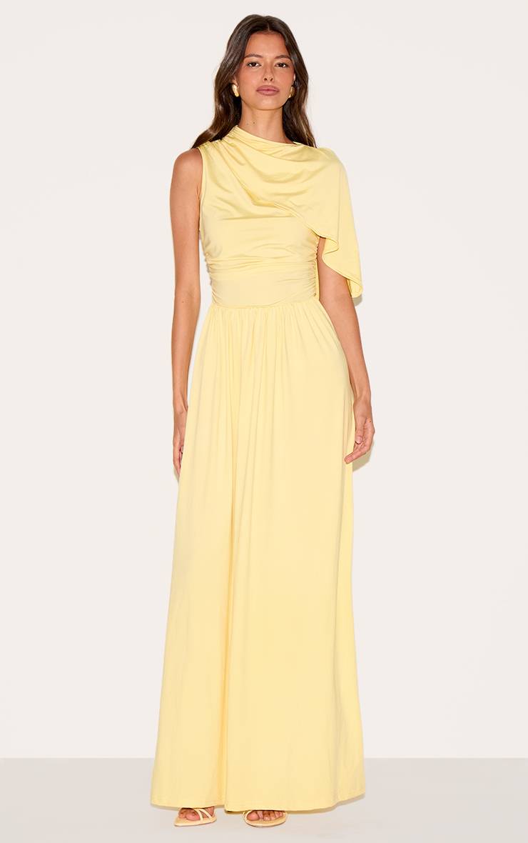 Citron Robe Longue Drapée À Fronces Superposées