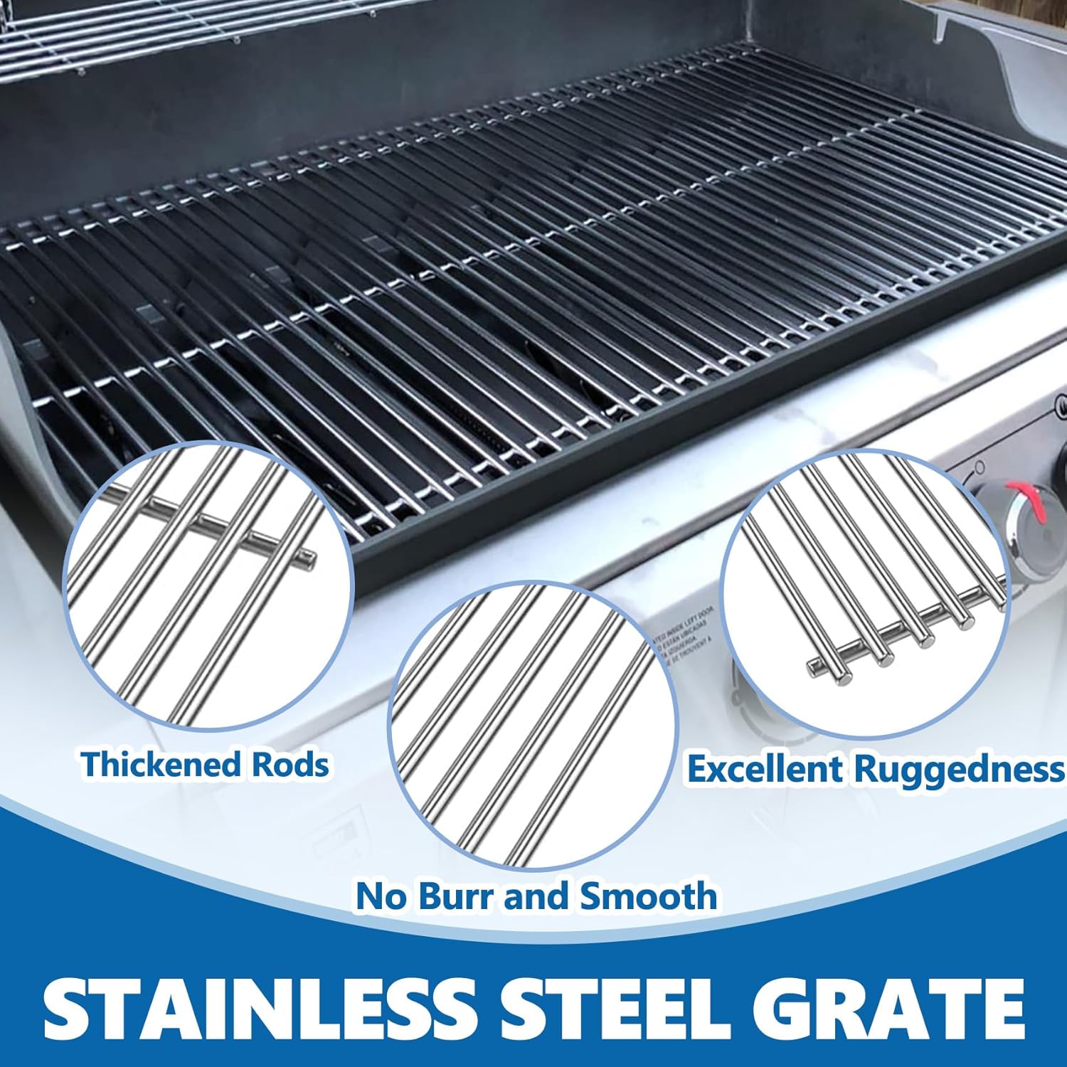 SafBbcue 66089/66097 47,6 cm Edelstahl Grillroste Ersatzteile für Weber Genesis II E-410 S-410 E-435 S-435 Genesis II LX E-410 LX E-440 Genesis II LX 440 SE-410 Grillrost & Rost