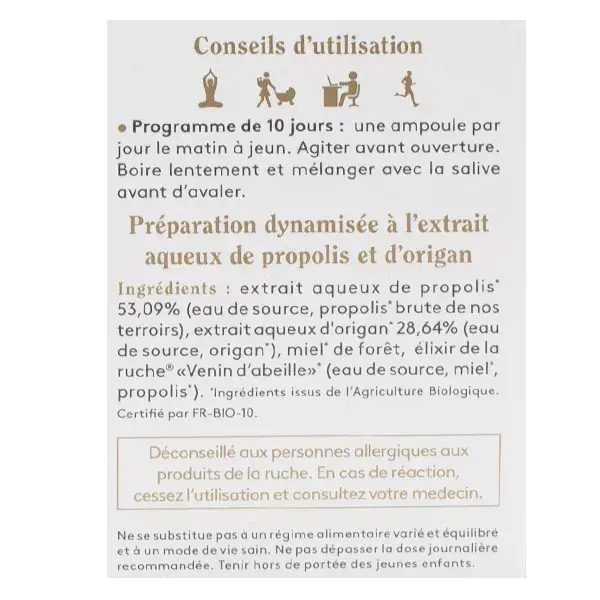 Ballot-Flurin Santé Energized Preparation White Propolis Organic Oregano 10 ampolas