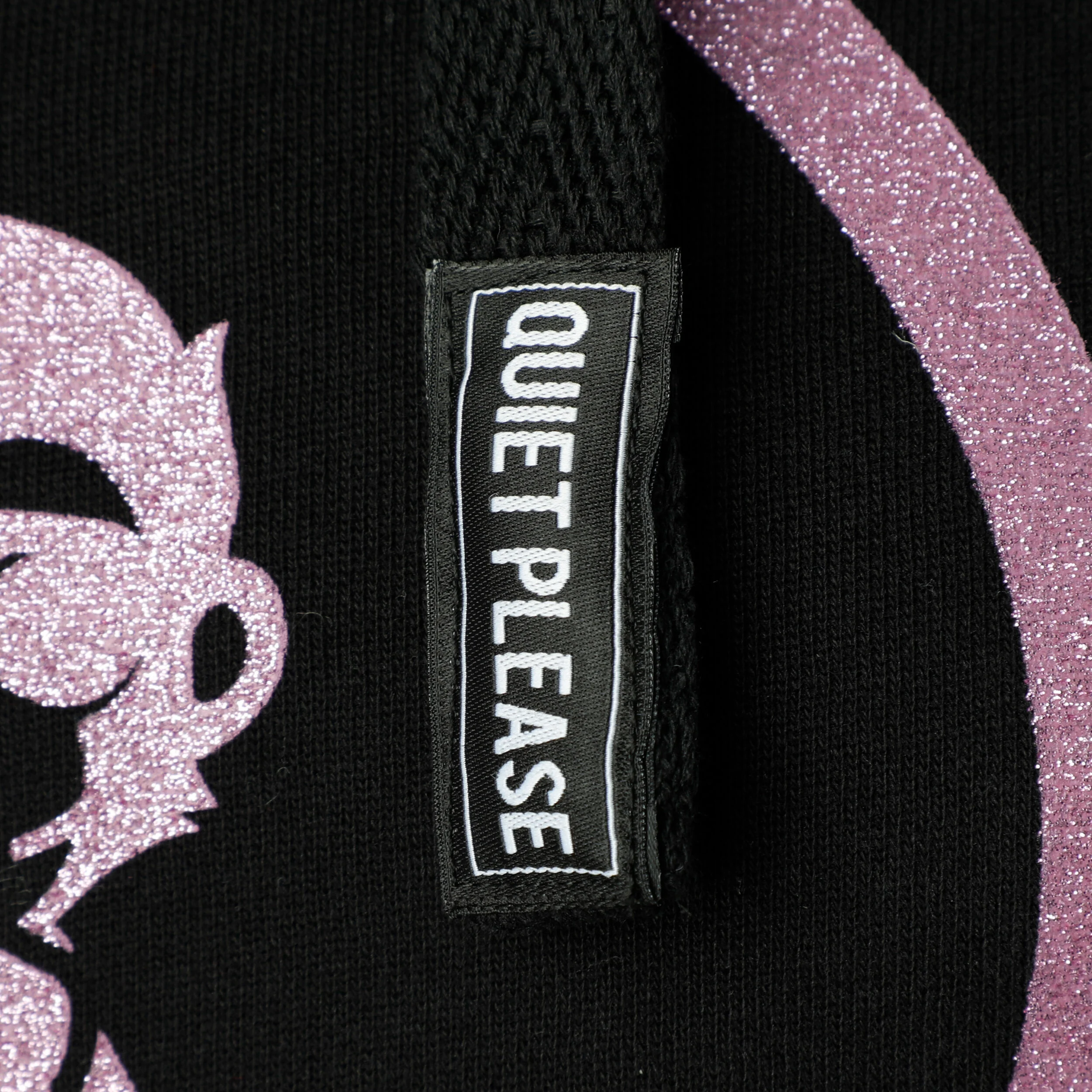 Quiet Please Baseline Logo Glitter Sweat À Capuche Femmes - Noir , Rosé