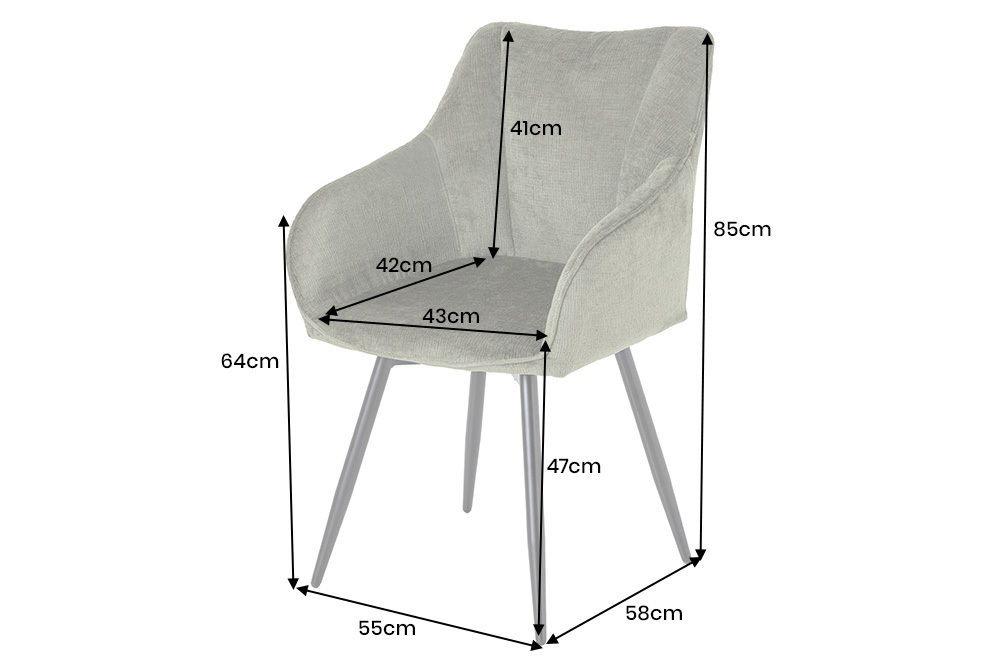 Drehbarer Retro Stuhl AVIGNON grün Chenille schwarze Metallbeine