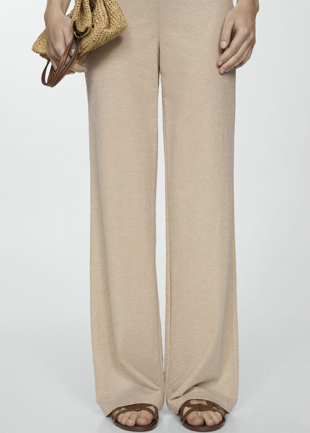 MANGO Flowy straight-fit trousers Light beige