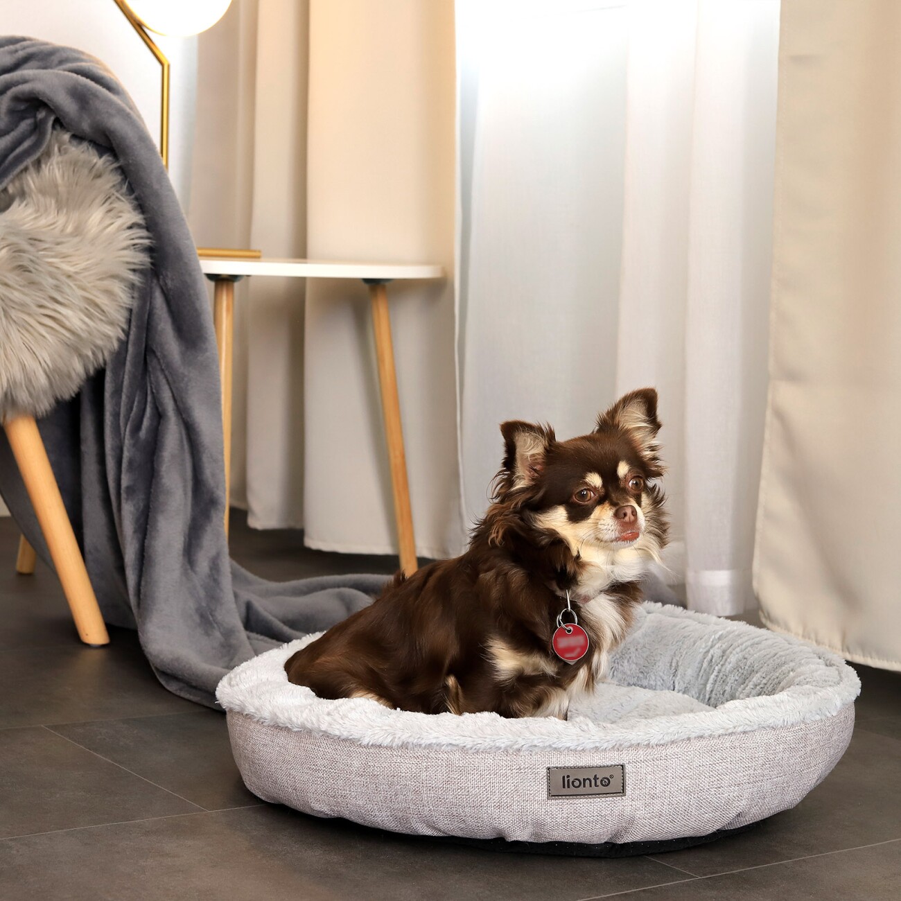 Lionto Rundes Hundebett grau S