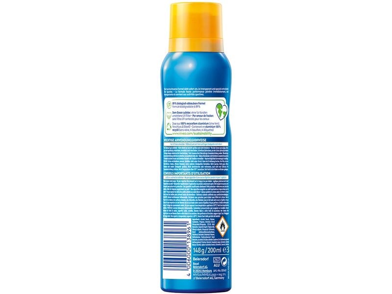NIVEA SUN Sonnenspray Protect and Dry Touch Sport LSF 50 20 Schweissresistente Sonnenpflege bietet sofortigen zuverlässigen Schutz