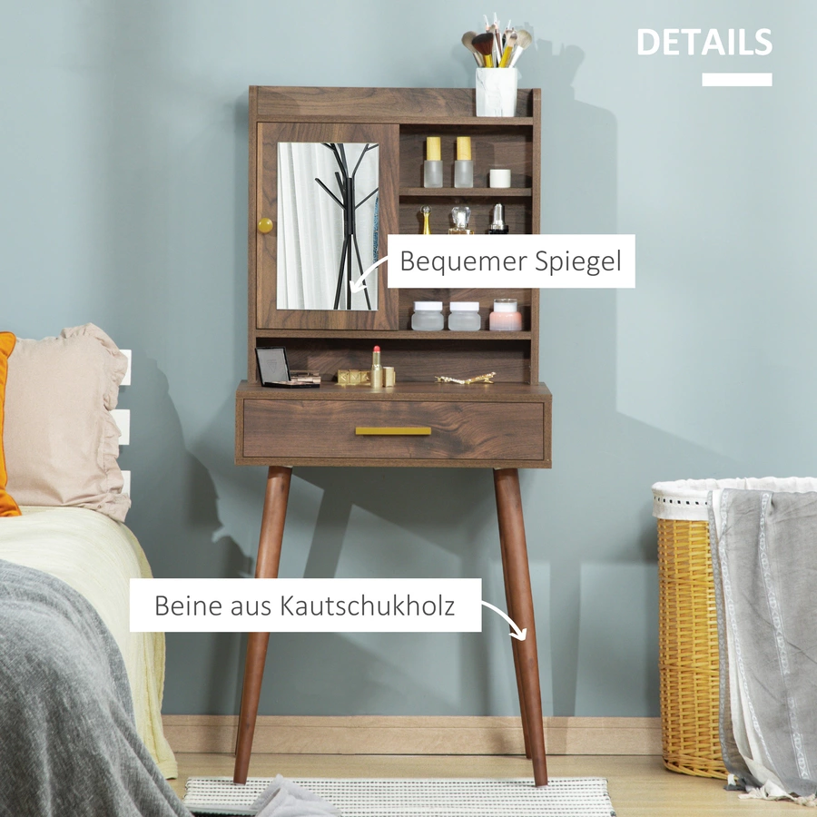 HOMCOM Schminktisch mit Schublade natur