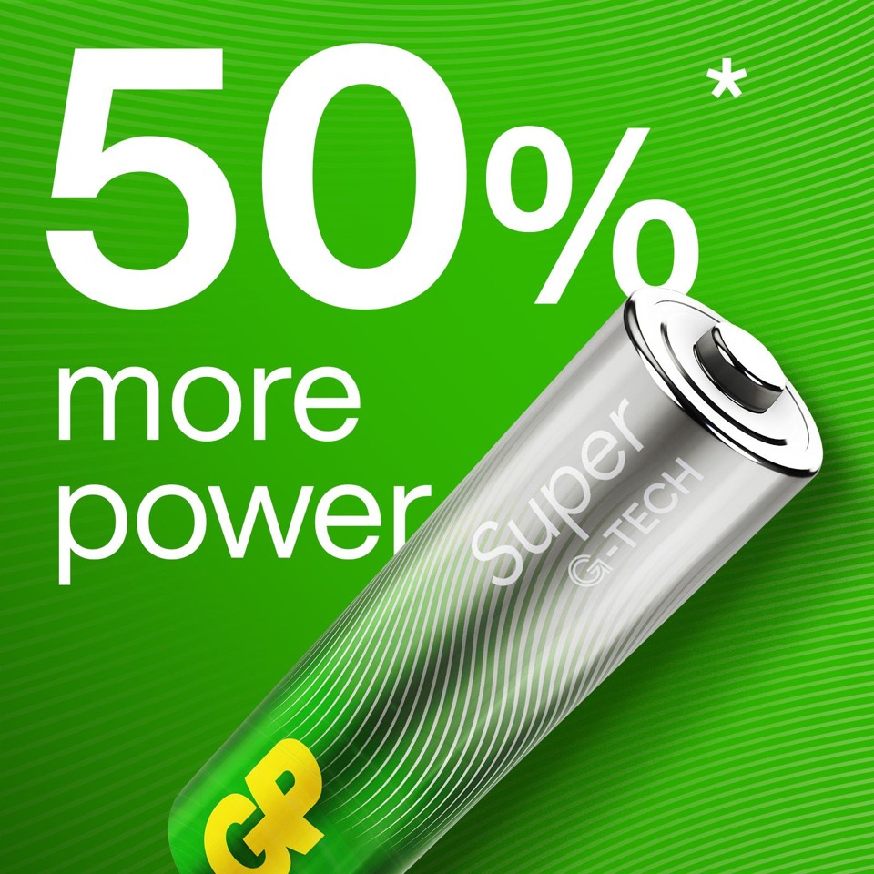 GP - Super Alkaline AA Batterier, 15A/LR6, 1,5V, 12-Pakke