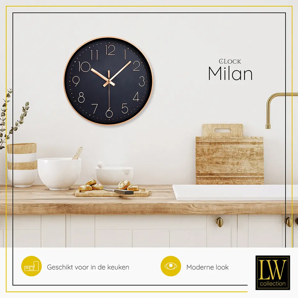 LW Collection Keukenklok Milan rosé 30cm
