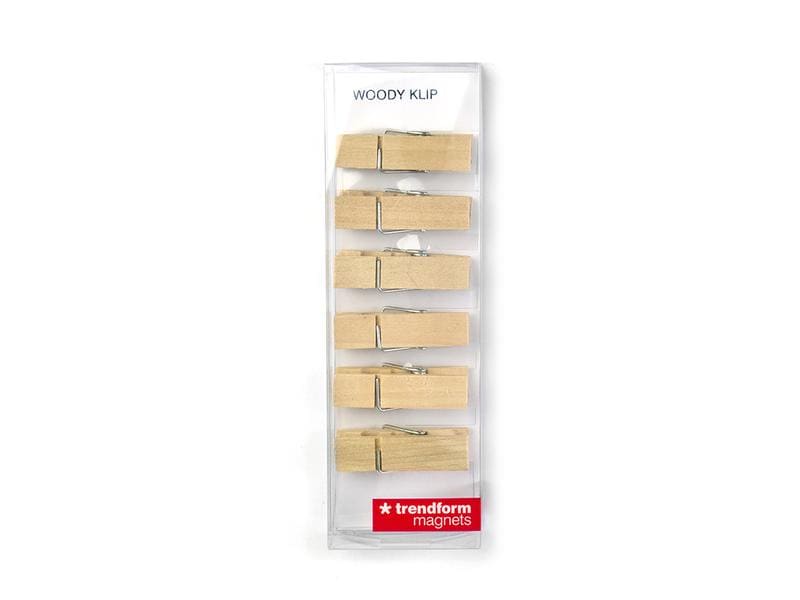 Trendform Haftmagnet Holzklammer 6er Set, Braun Clip zum Aufhängen von Fotos oder Erinnerungen