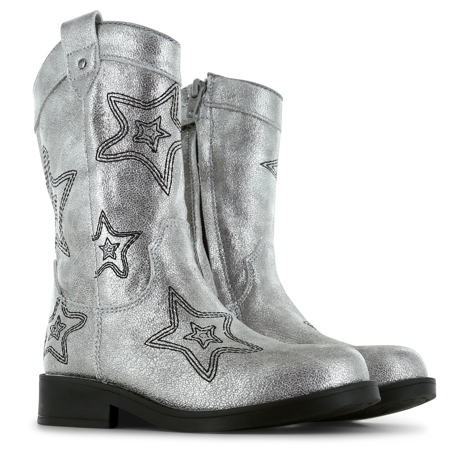 Shoesme zilveren cowboylaars met sterren Leer, Metallic | Sale