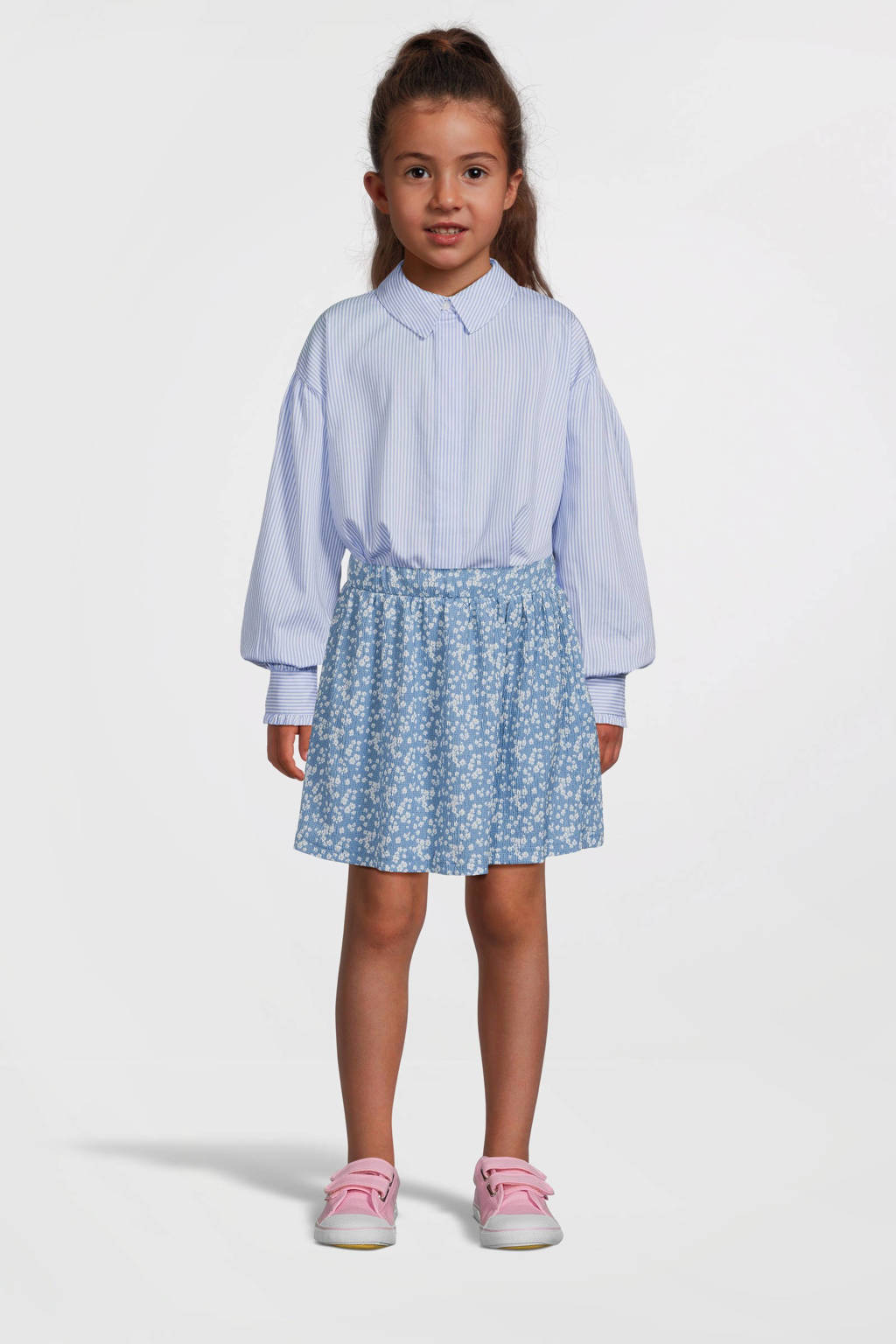 VERO MODA GIRL gestreepte blouse VMPINNY lichtblauw/wit