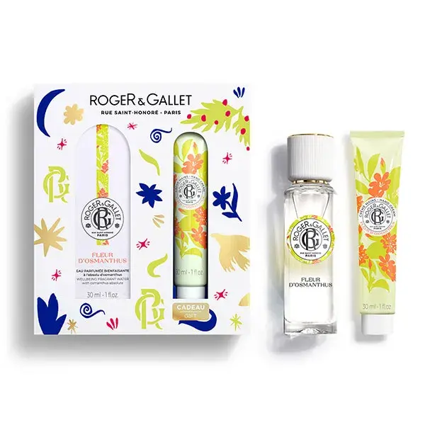 Conjunto de presente Roger & Gallet: Água perfumada benéfica com flor de Osmanthus 30ml e creme para as mãos 30ml