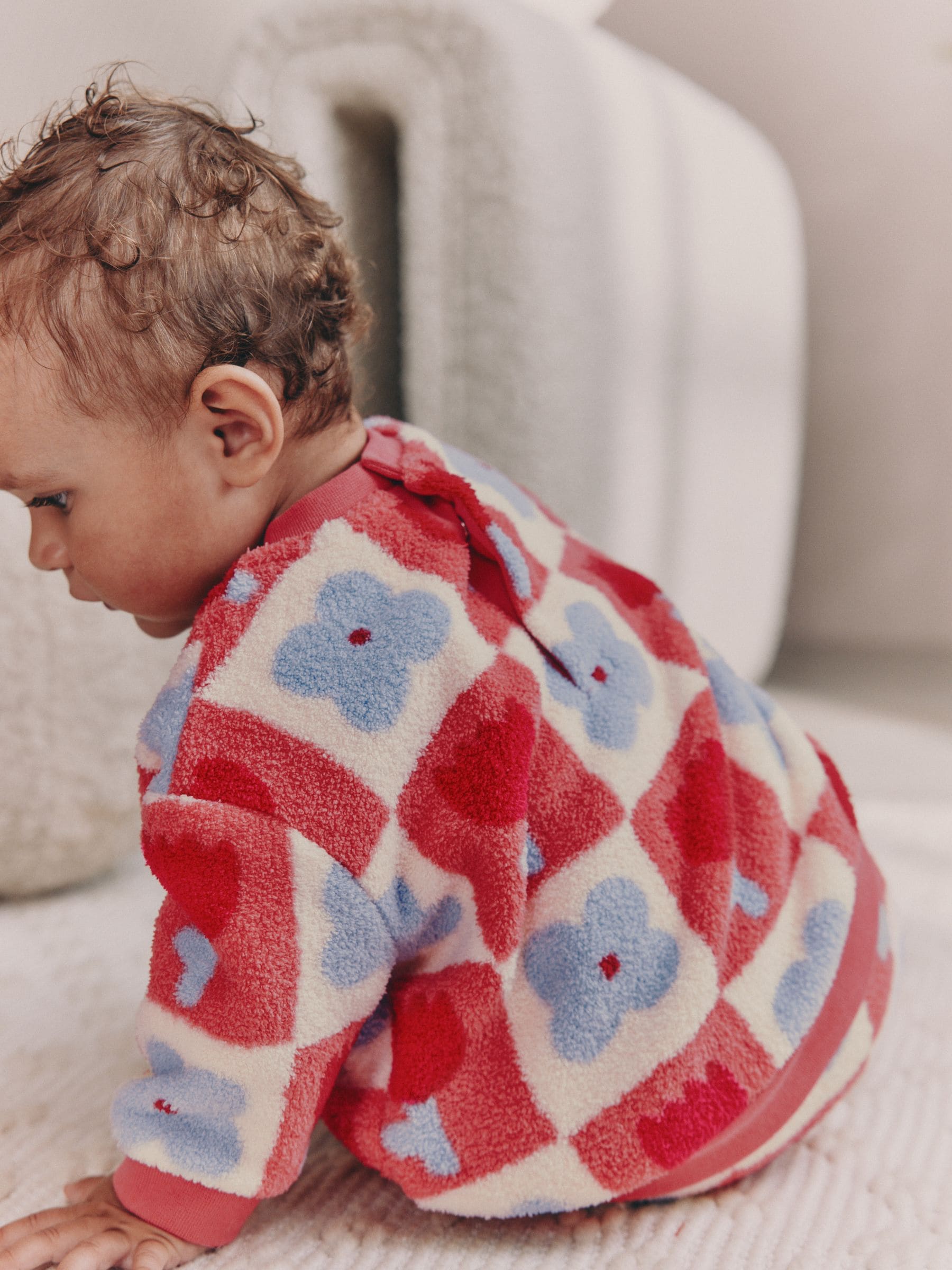 Rood/paars geruit - 2 -delige Set van Fleece Tops en Leggings voor Baby''s (0mnd-2jr)