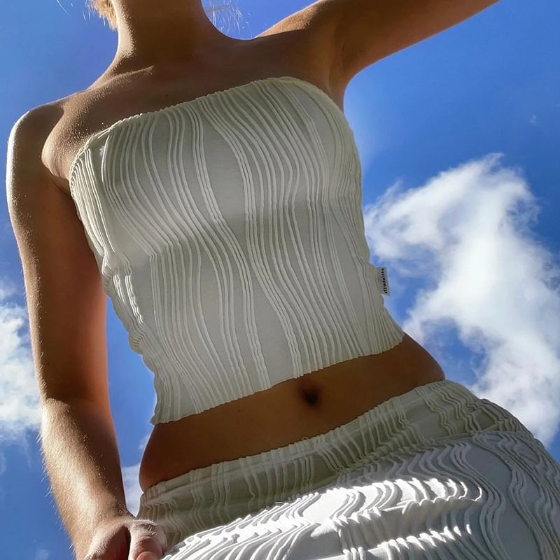 Sugarcoat - Lange mouwen / korte mouwen effen crop top / tube top / mini kokerrok