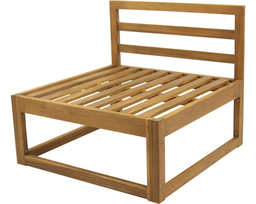 Loungeset voor 4 personen bestaande uit: fauteuil, kruk, houten tafel inclusief kussens