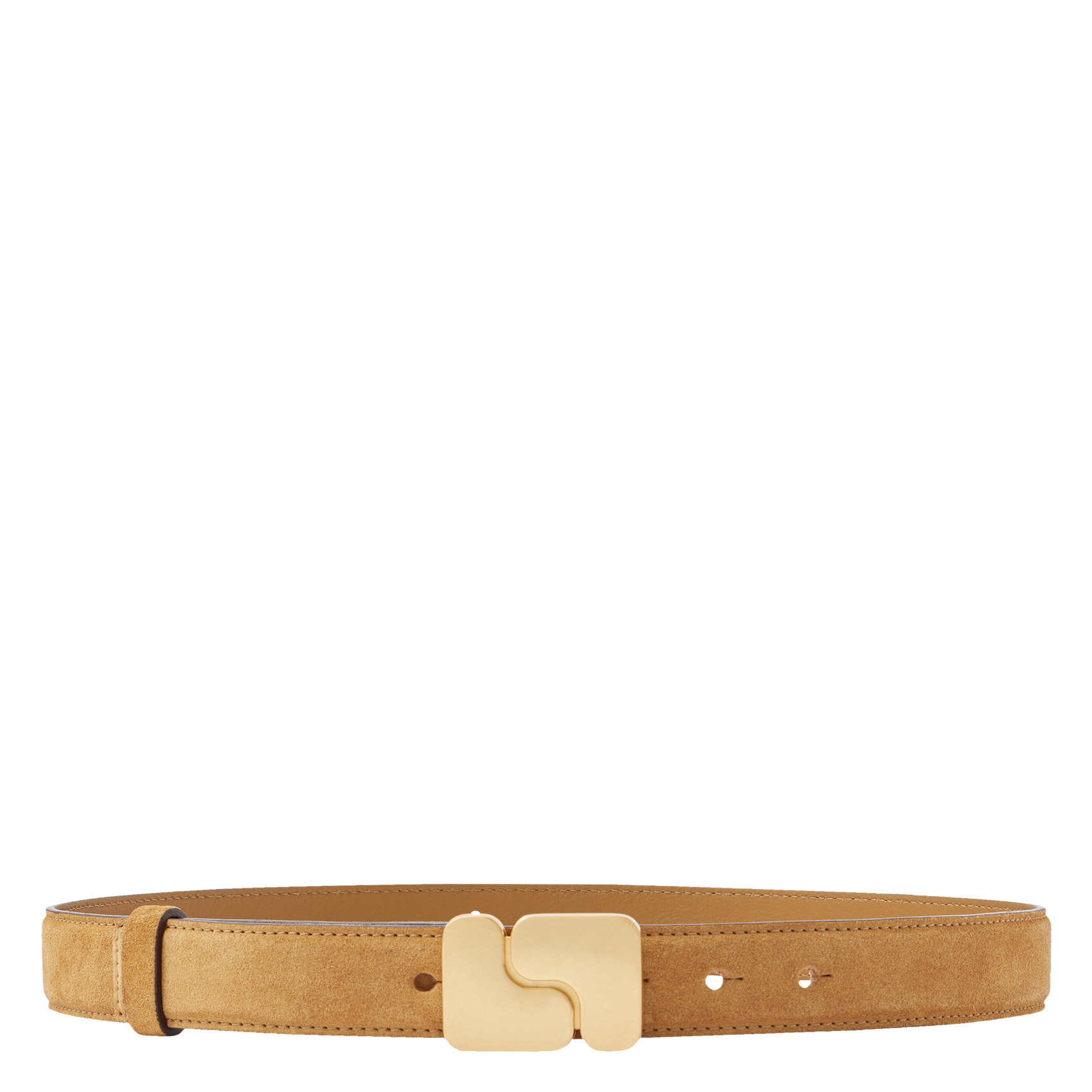NINON - Ceinture à boucle monogramme en cuir | Beige