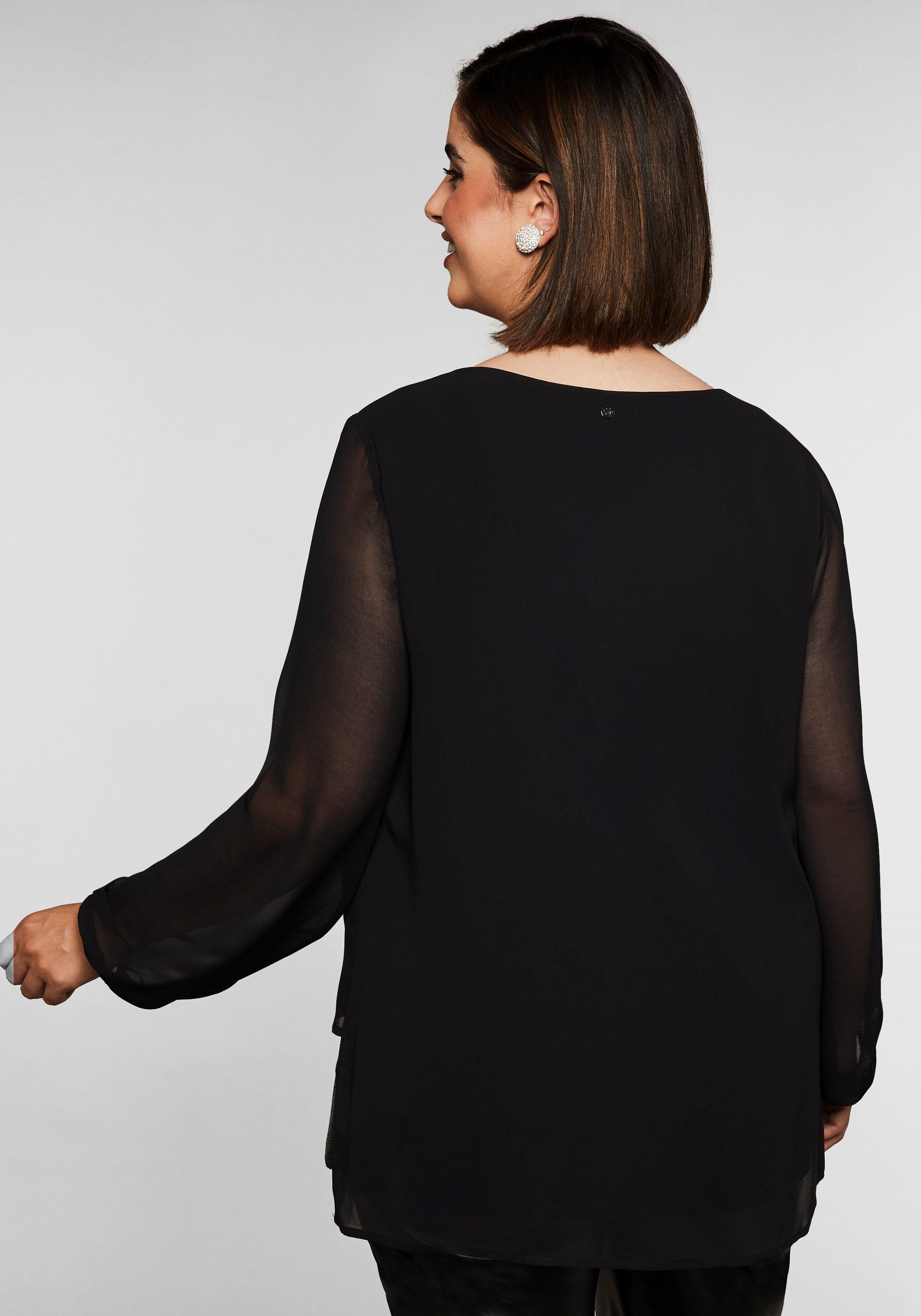 Tunika 2-in-1 Optik, mit Pailletten am Saum, aus Chiffon
