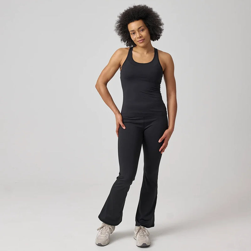 Racerback Tank Top aus recyceltem Polyamid Schwarz
