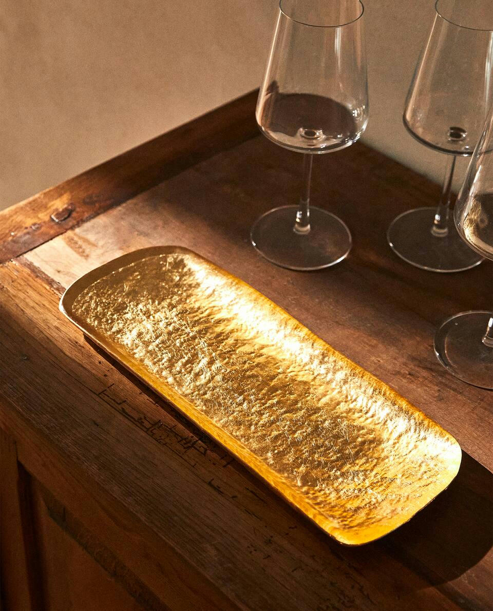 Conjunto de louça de vidro dourado