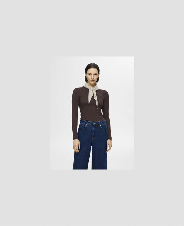 Selected Femme SLFCABALA LS KNIT O-NECK Coffee bean