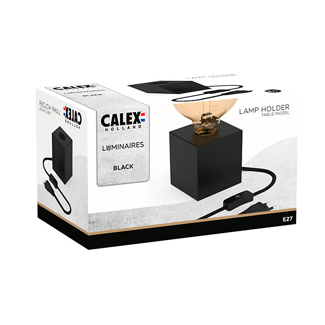 Support de lampe de table Holder E27 40W IP44 Calex noir mat H.8,5 cm