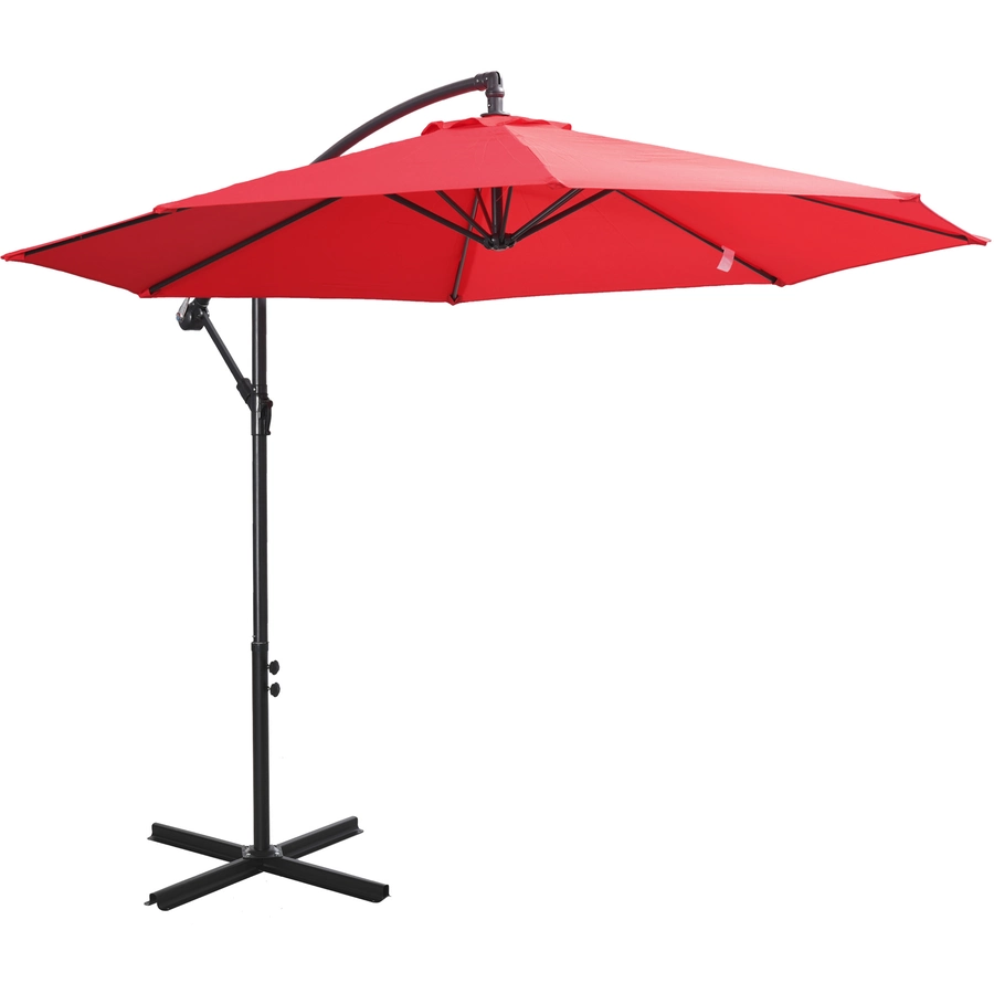 Outsunny Ampelschirm mit Handkurbel rot