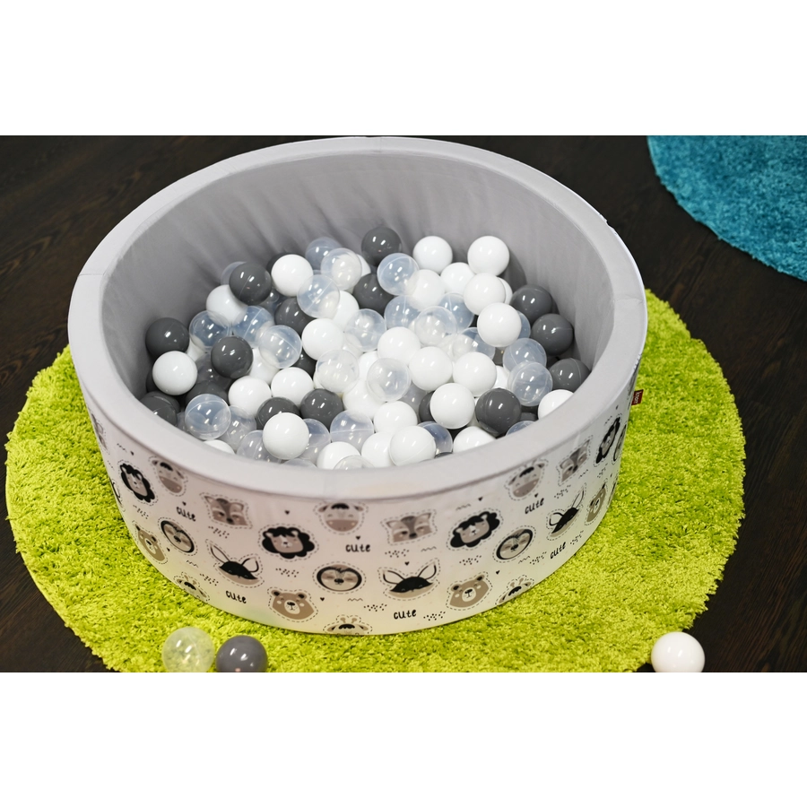 knorr toys® Bällebad soft - Cute Animals - 150 balls greywhitetransparent grau