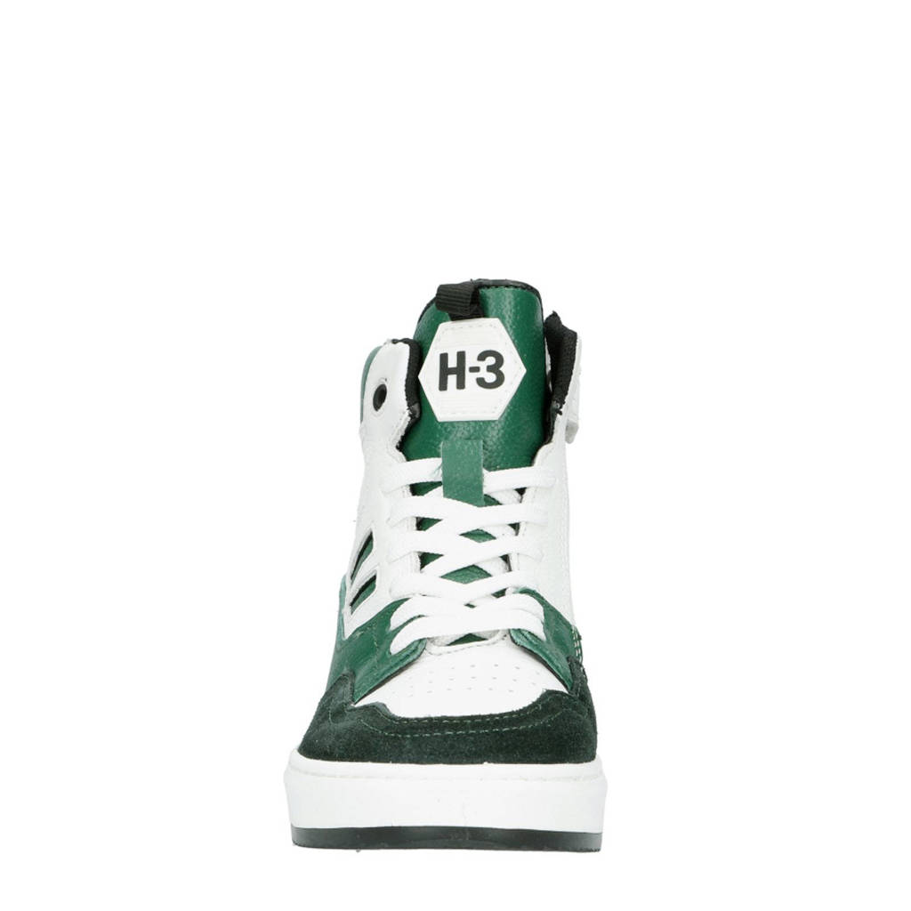 Hip leren sneakers groen/wit