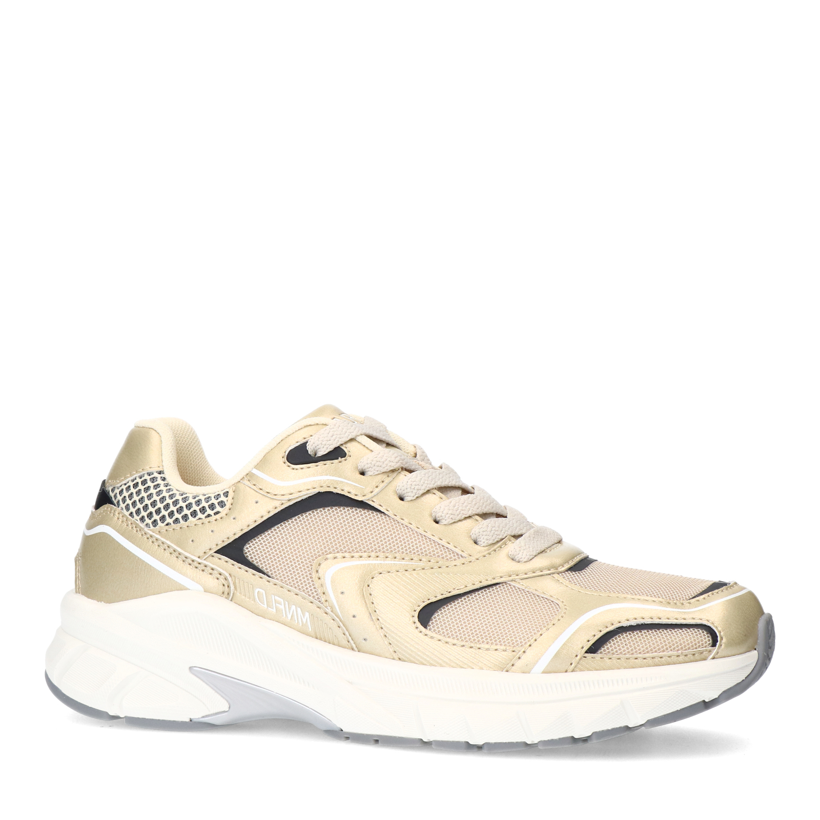 Gouden sneakers met mesh details