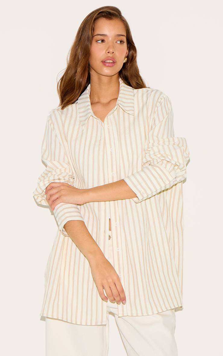 Crème Chemise Oversize À Poignets Rayés