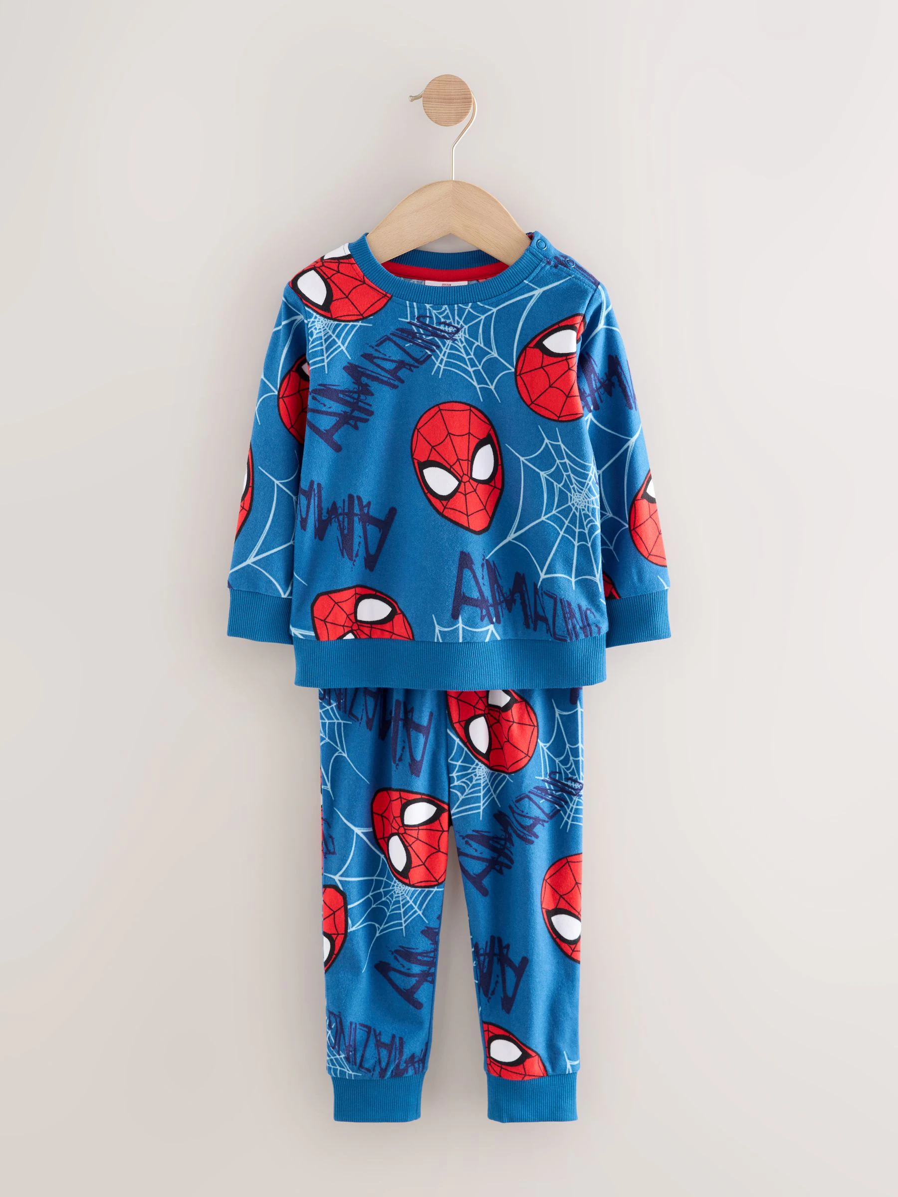 Marineblauw Spider-Man - Enkele behaaglijke fleece pyjama met licentie (12mnd -10jr)
