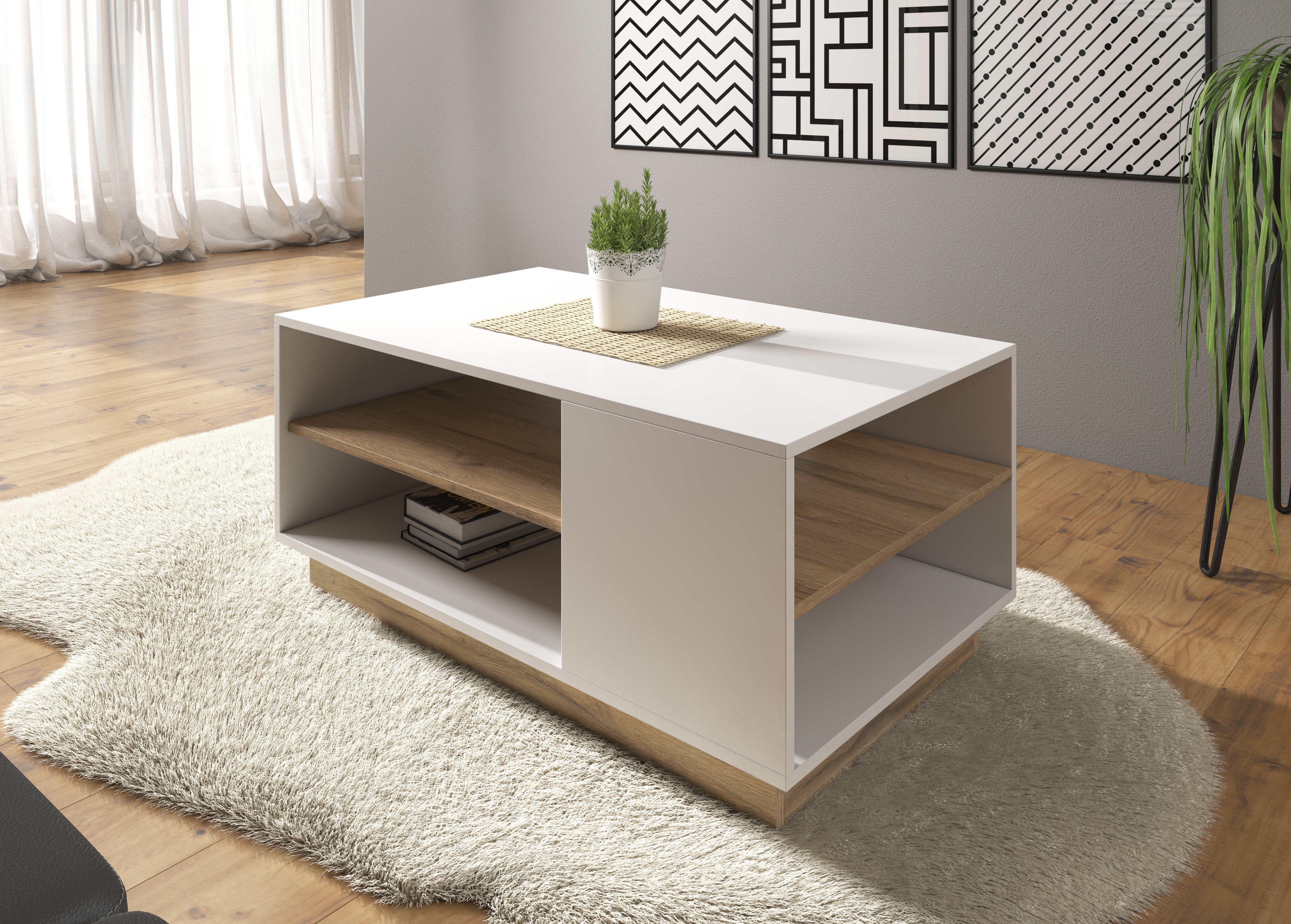 Ashley 2 - Woonkamer - Wit/eiken