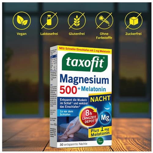 Taxofit Magnesium 500+Melatonin Nacht 30 Tabletten
