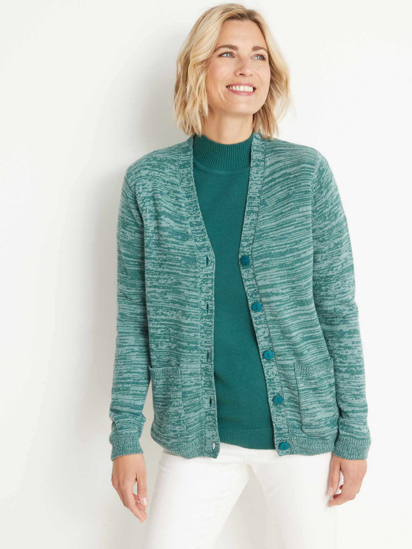 Gilet classique en maille chinée