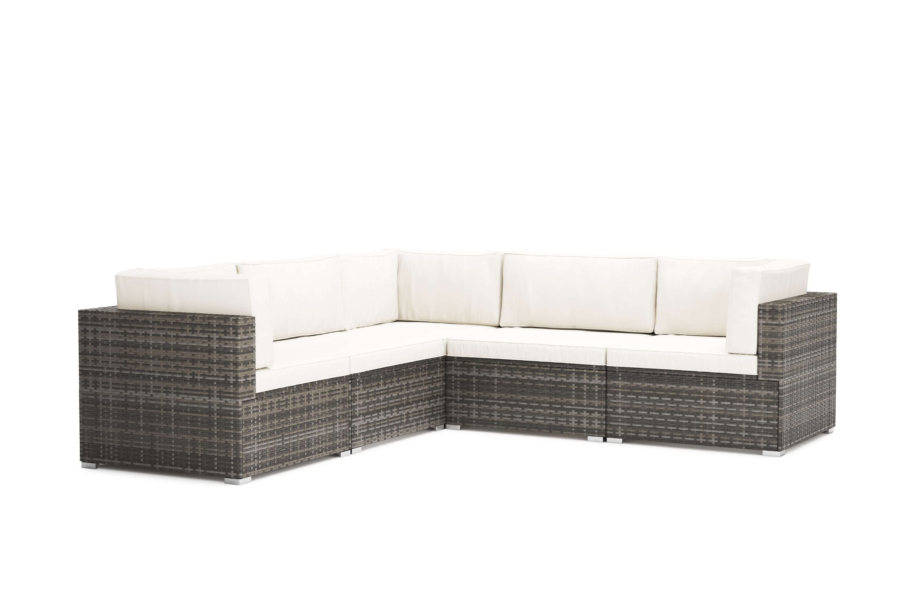 Eckteil Rattanlounge LINDOS grau/weiss