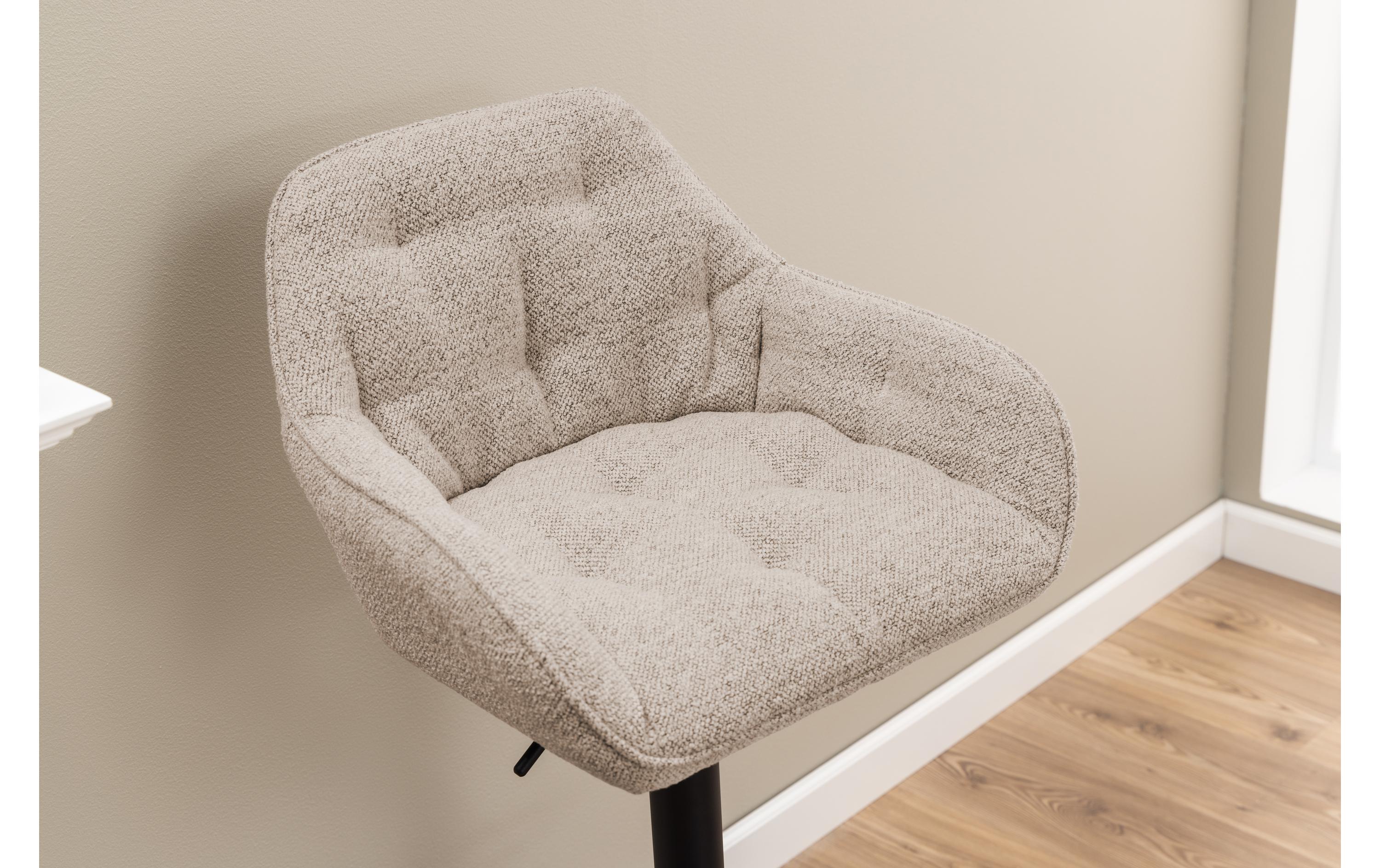 Barhocker Brooke, 2 Stück, 52 x 109 cm, Beige<br>Barstühle mit feinem Steppdetail