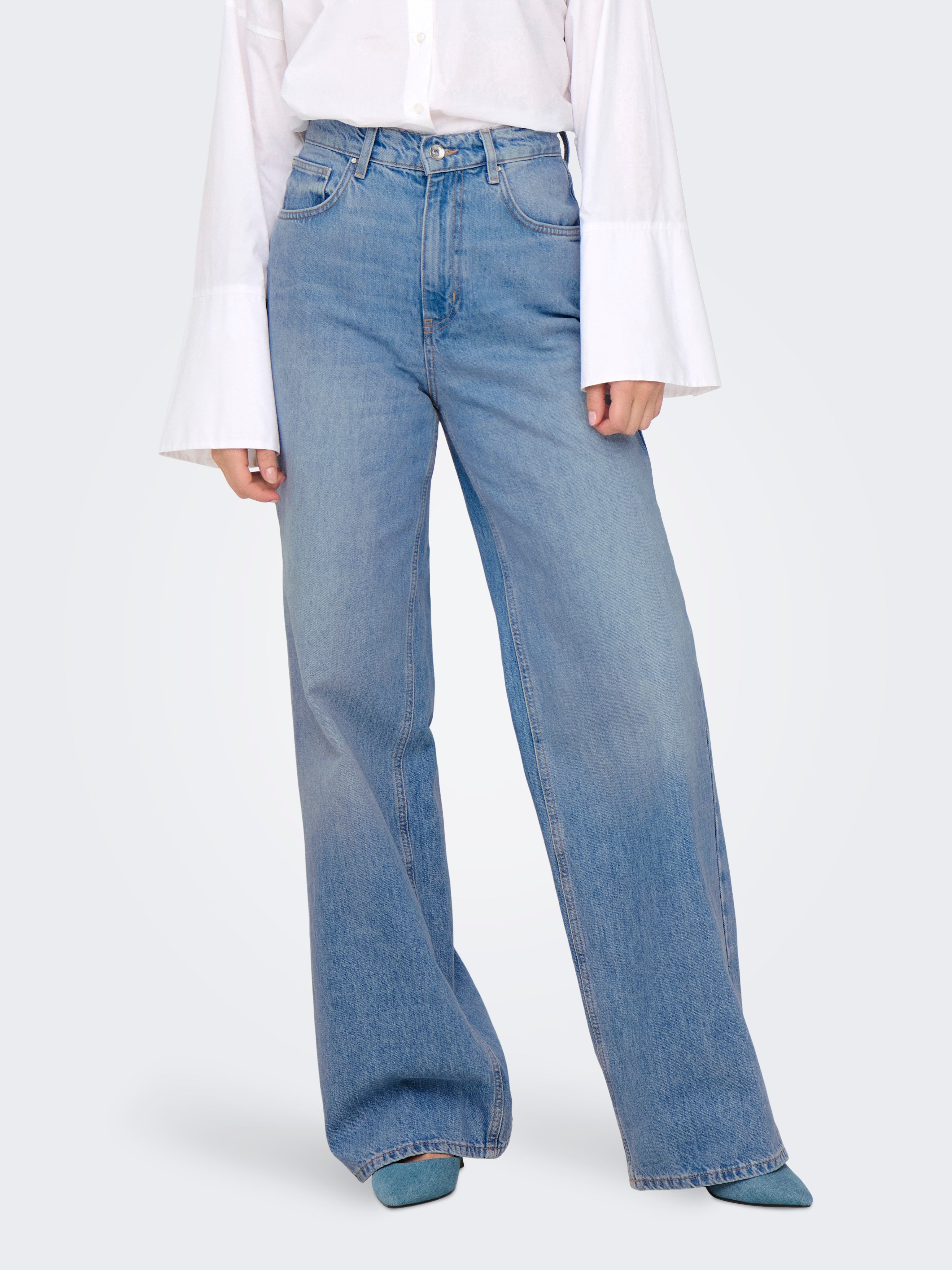 ONLHOPE Hohe Taille Weiter Beinschnitt Jeans Medium Blue Denim