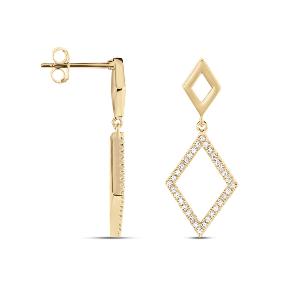 Boucles D'oreilles Brody Plaqué Or Jaune Oxydes De Zirconium