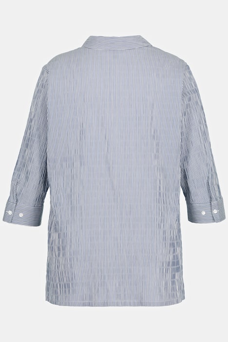 Bubble-Bluse, Streifen, Hemdkragen, 3/4-Arm