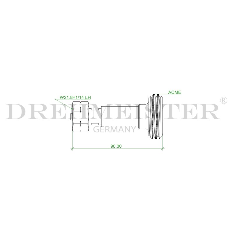 DREHMEISTER ACME Gasflaschen Adapter Campinggas Adapter W21,8x1/14 LH (G.12) - 92mm