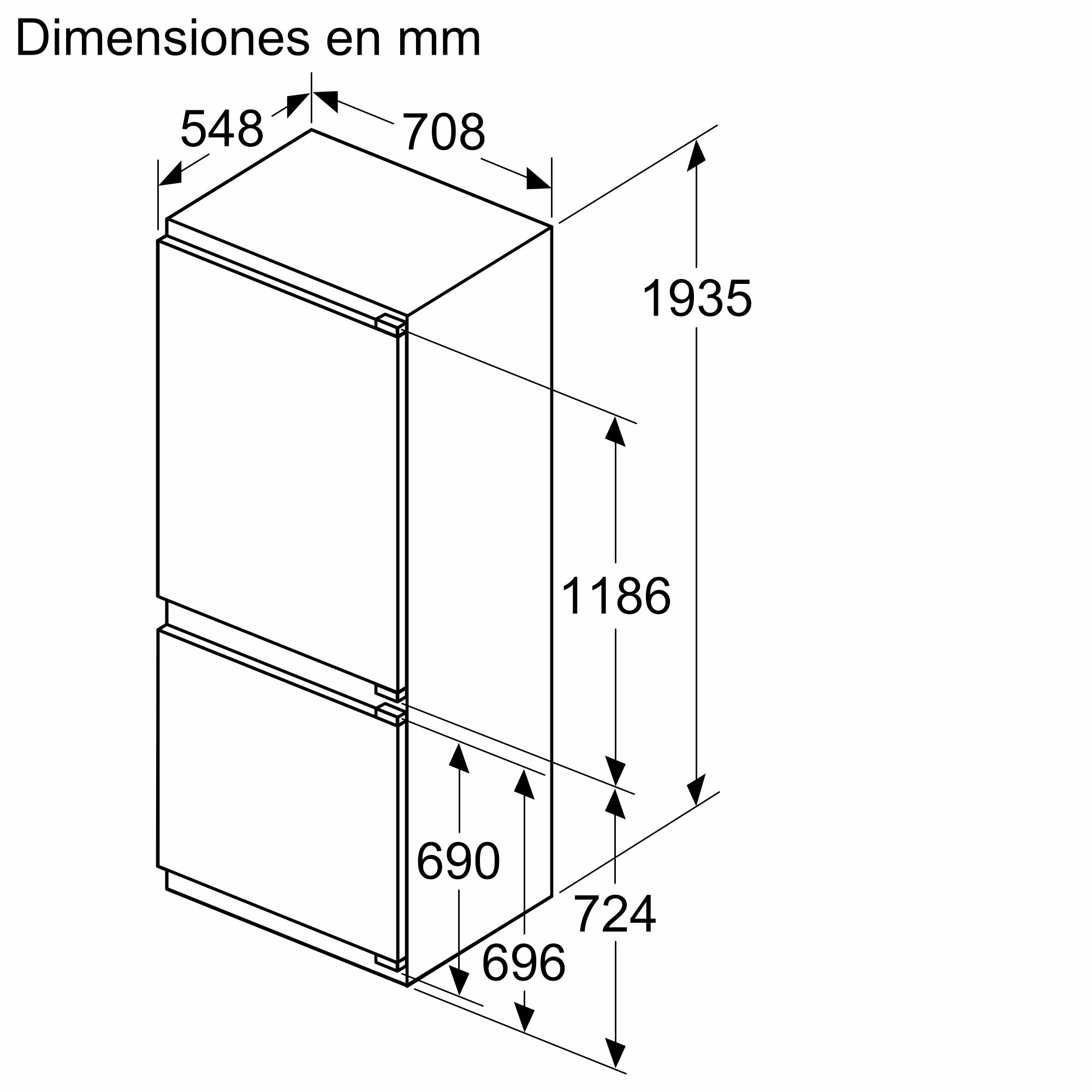 PRODUTO RECONDICIONADO # Refrigerador Combinado Embutido Série 4 193,5 x 70,8 cm Porta Fixa KBN96VFE0-B